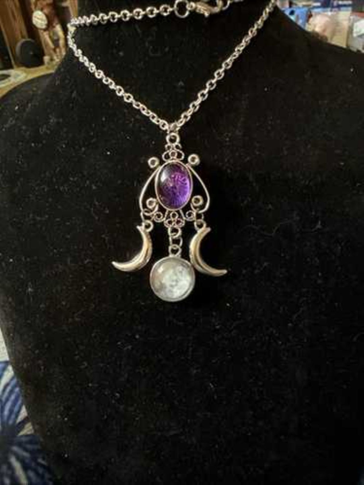 Triple Moon Goddess Pendant Necklace - Unique Christmas Gift
