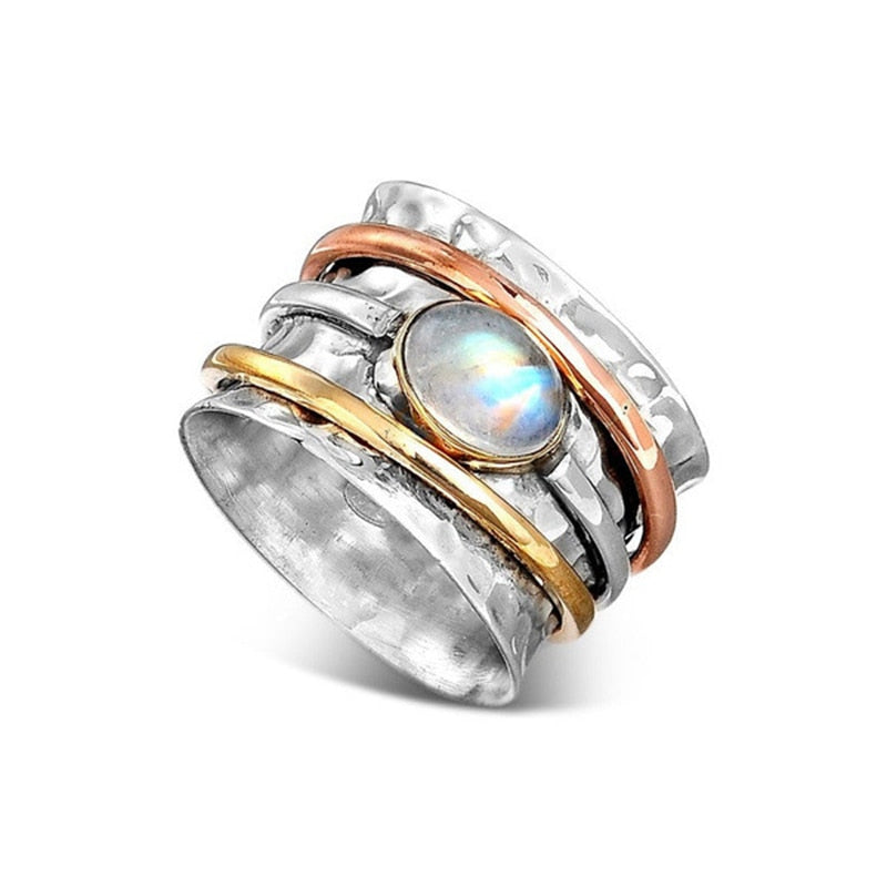 Bohemian Three Tone Blue Natural Stone Thumb Ring - The Witchy Gypsy