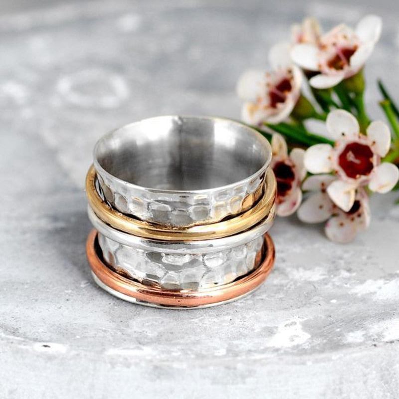 Bohemian Three Tone Blue Natural Stone Thumb Ring - The Witchy Gypsy